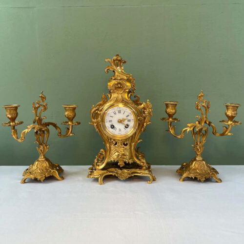 french ormolu clock garniture