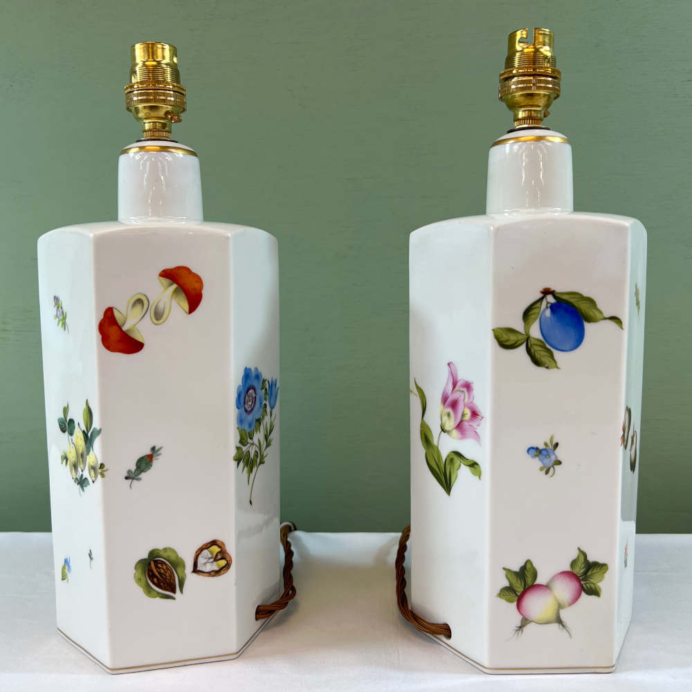 herend flowers and fruit lamp