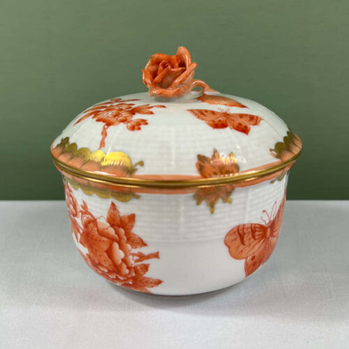 herend orange flowers lidded pot