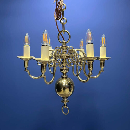 brass chandelier with 6 arms