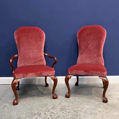 high back chairs in pink velvet