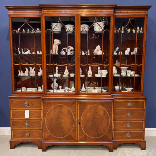 mahogany breakfront bookcase