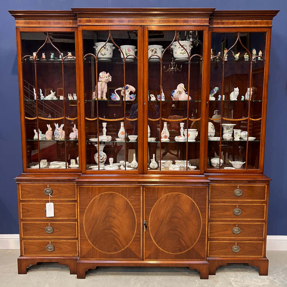 mahogany breakfront bookcase