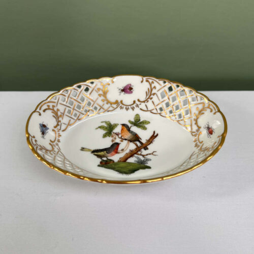 herend rothschild bird lattice dish