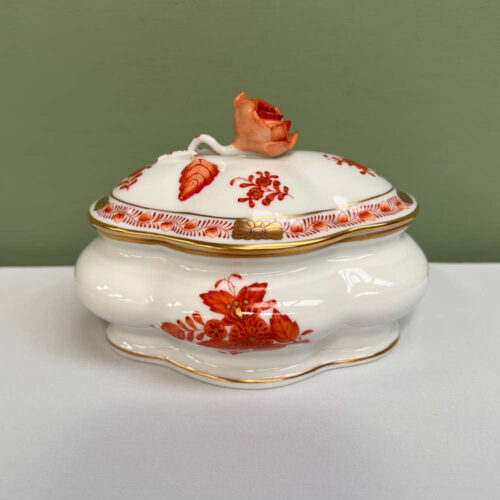 herend apponyi orange lidded pot