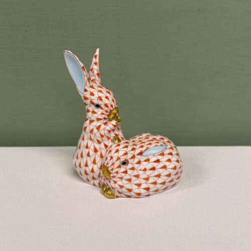 Herend pair of red rabbits